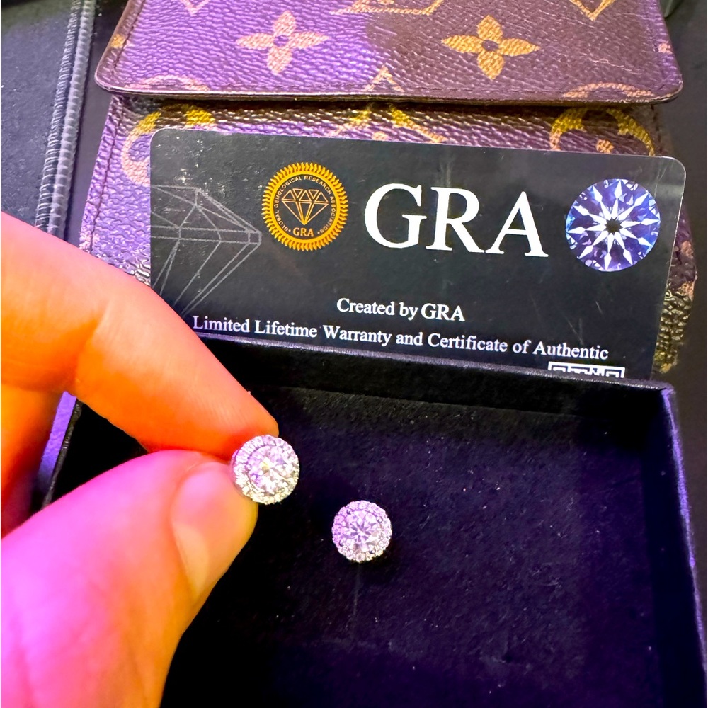 VVS1 .5 Carat Halo Studs S925 silver base
